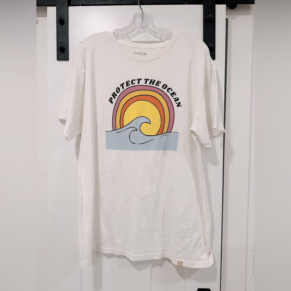 White “Protect the Ocean” Sand Cloud T-Shirt.